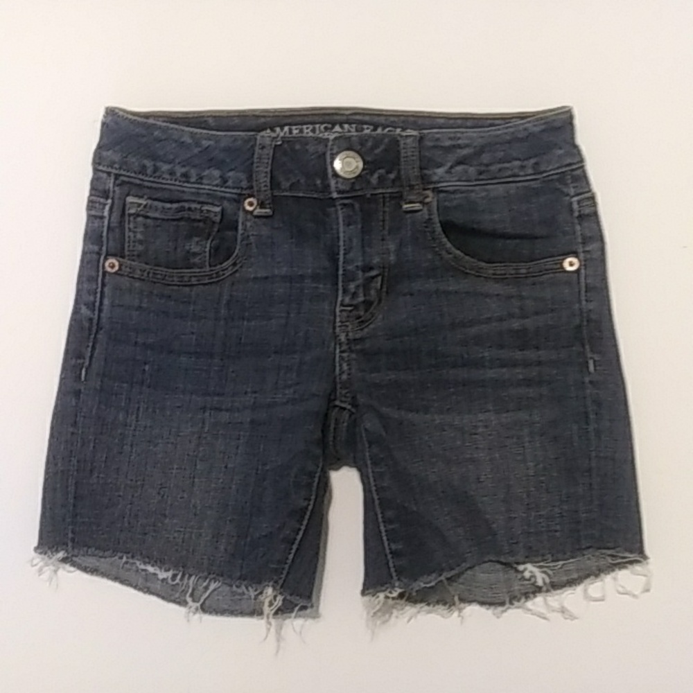 Women's American Eagle Outfitters Blue Denim Jean Shorts Cut-Offs SZ 0